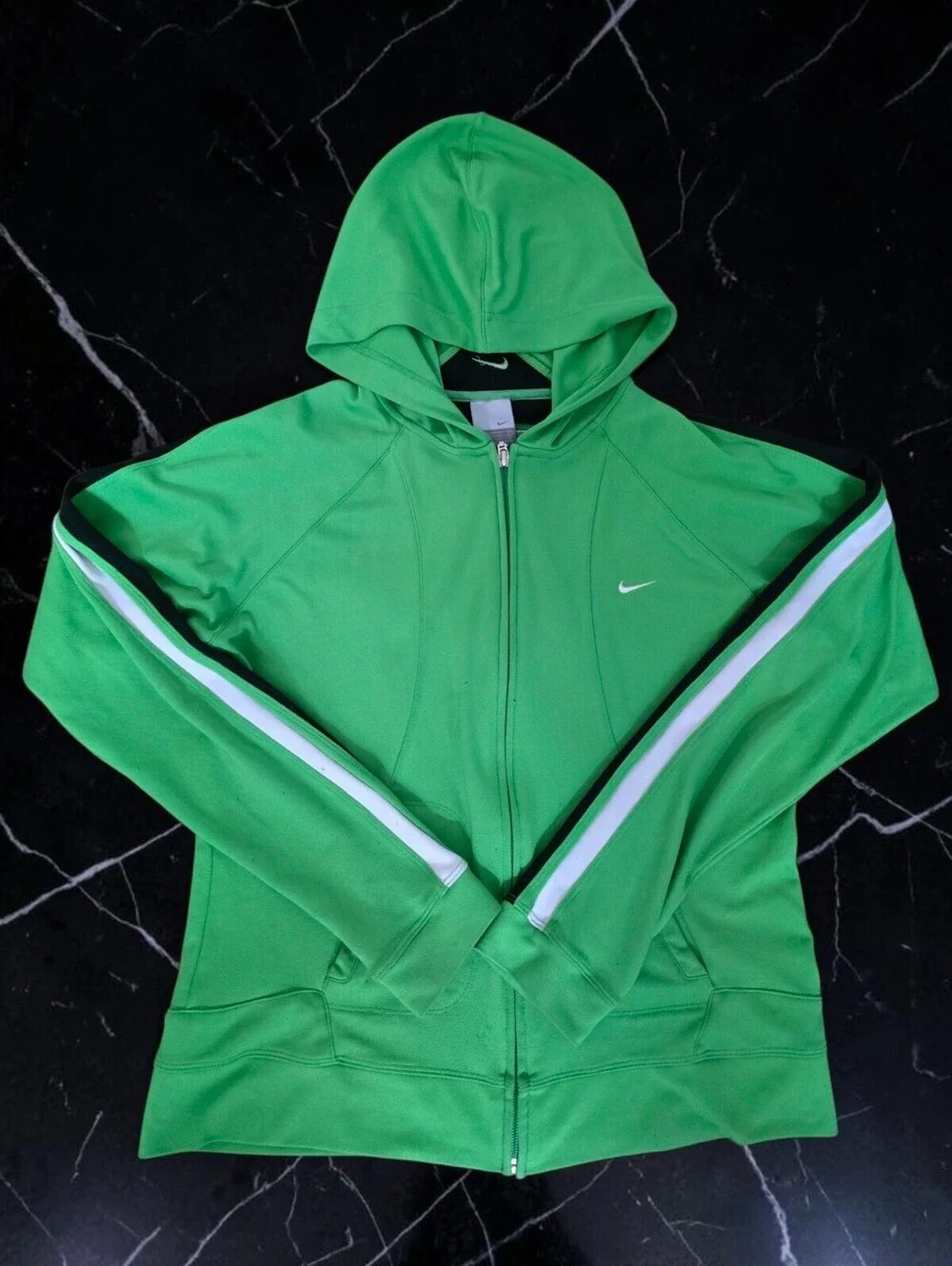 Nike Y2K Green Track Jacket Hoodie Full Zip Large Retro Athletic Sportswear